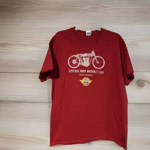 Vintage Iron Motorcycles Large DS T-Shirt Miami OK Route 66 Red Short Sleeve Tee